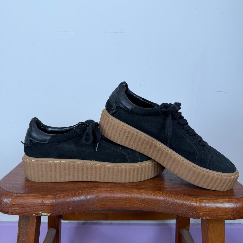 J Slides NYC Black Suede Creepers Chunky Platform Lace Up Sneakers Womens 6.5